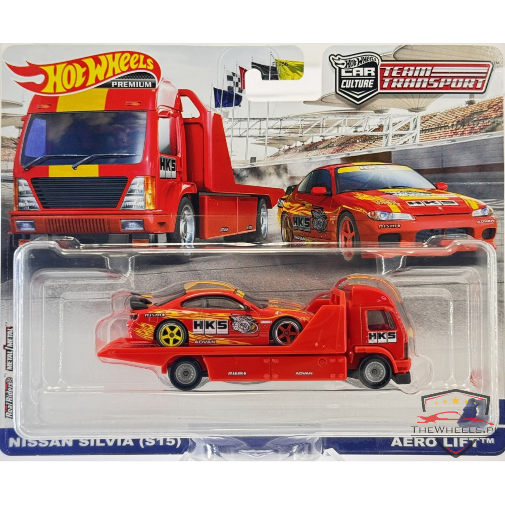 Hot Wheels Premium Team Transport – Nissan Silvia (S15) HKS & Sakura Sprinter