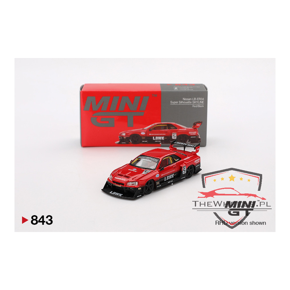Mini GT Nissan LB-ER34 Super Silhouette Skyline – Red/Black